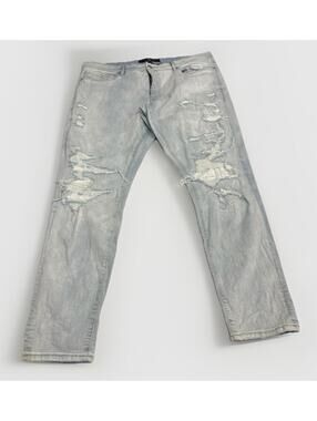 Jordan Craig Legacy Edition Jeans Light Wash Rippped Straight Leg Size 40/32